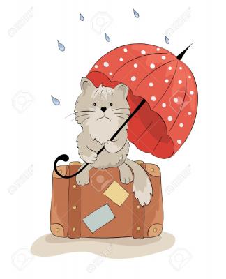 13160552 sad cat with an umbrella stock vector cartoon 1